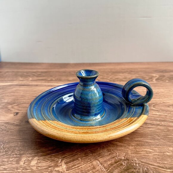 Pottery Chamberstick by David Engesath Signed - Picture 1 of 16